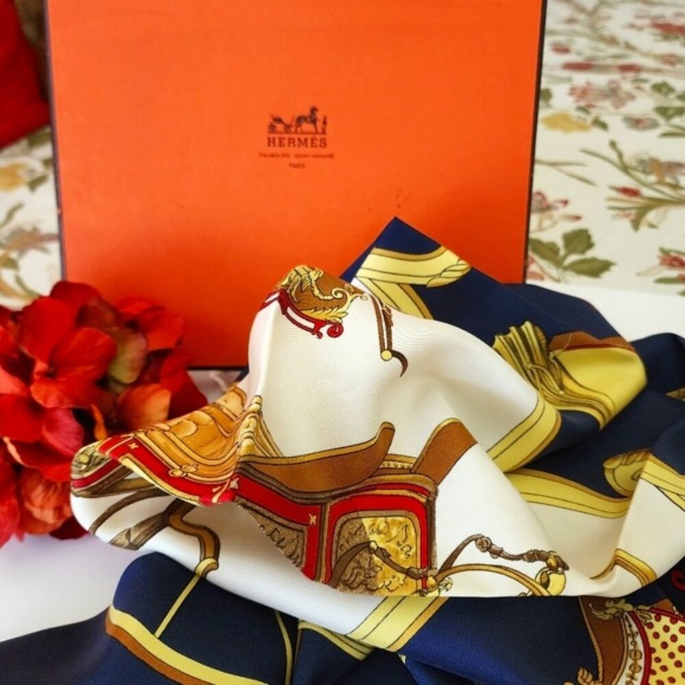 Hermes Vintage Carren 90 Silk Scarf "Springs" by Ledoux